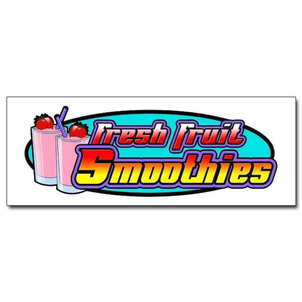 SMOOTHIES DECAL sticker fresh fruit smoothie cart stand supplies, D-36 Smoothies